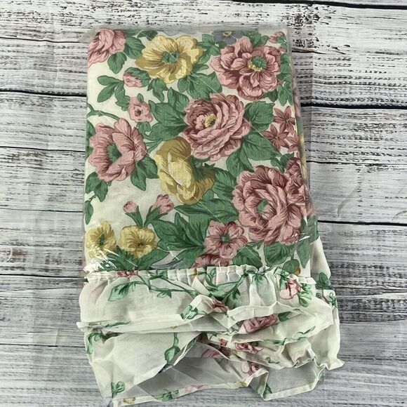 Vintage Le Fleur Springtime Pillow Sham Set Pink Green Floral Granny Core Ruffle - Picture 8 of 16